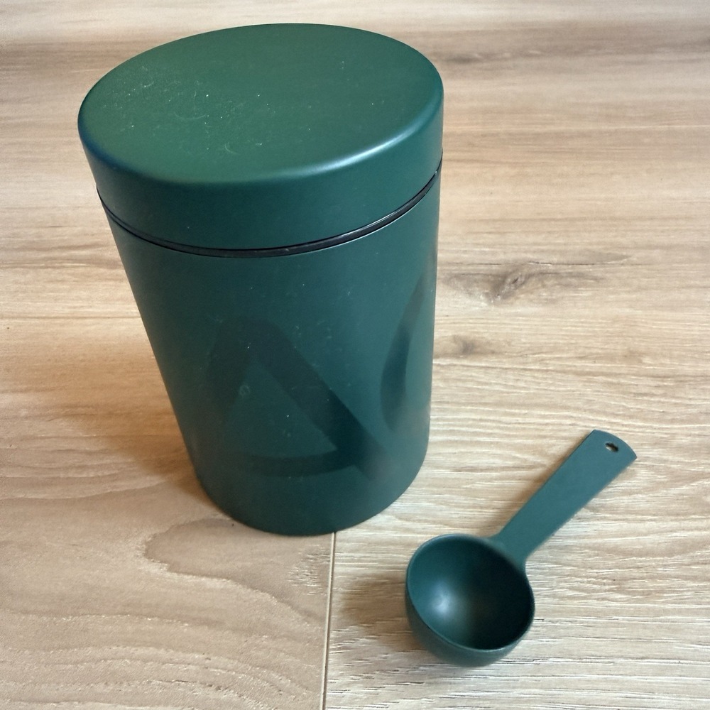 AG1 Green Metal Canister With Screw On Lid And Scoop